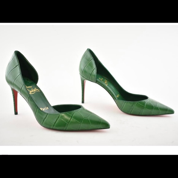 Christian Louboutin Green Iriza Croc Embossed Heel - Picture 3 of 3